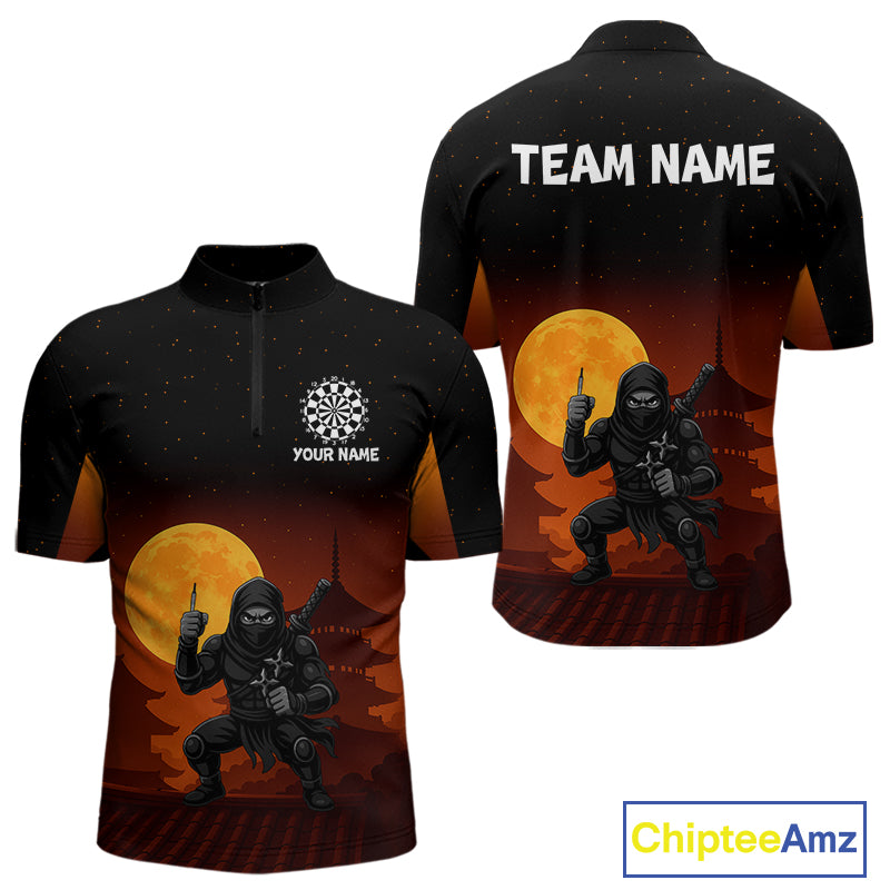 Full Moon Ninja & Dart Arrows Men's Darts Shirt - Custom Name For Darts Jersey NYN0472
