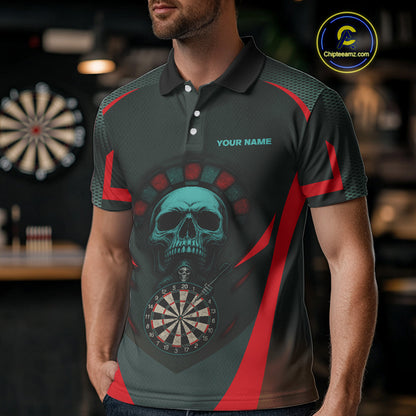 Spartan Skull Style Warrior Men's Darts Team Shirt - Personalized Name For Players NYN0463