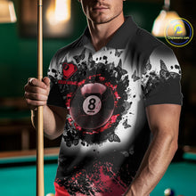 Load image into Gallery viewer, Black, White &amp; Red Billiard 8 Ball Pool Shirt For Men Custom Butterfly Grunge Team Billiard Jersey NYN3439
