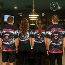 Load image into Gallery viewer, Black, White &amp; Red Billiard 8 Ball Pool Shirt For Women Custom Butterfly Grunge Team Billiard Jersey NYN3439