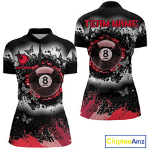 Load image into Gallery viewer, Black white red billiard 8 ball pool shirt for women butterfly grunge billiard jersey