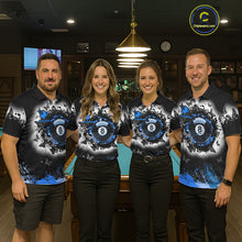 Load image into Gallery viewer, Black, White &amp; Blue Billiard 8 Ball Pool Shirt For Women Custom Butterfly Grunge Team Billiard Jersey NYN3440