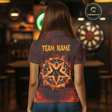 Load image into Gallery viewer, Flaming Dartboard &amp; Wolf Custom Darts Polo Shirt For Women - Darts Team Jersey NYN0720