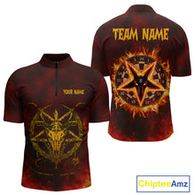 Load image into Gallery viewer, Flaming Dartboard &amp; Wolf Custom Darts Quarter-Zip Shirt For Men - Darts Team Jersey NYN0720