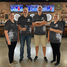Load image into Gallery viewer, Dart team wearing Black Smokes Custom Tournament Jerseys, Personalized League Team Uniforms, Professional Darts Apparel