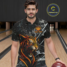 Load image into Gallery viewer, Funny Tiger Bowling Polo &amp; 1/4-Zip Shirt For Men Custom Orange Team Bowling Tournament Jersey NYN3724