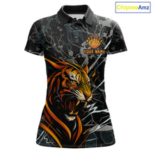 Load image into Gallery viewer, Funny Tiger Bowling Polo &amp; 1/4-Zip Shirt For Women Custom Orange Team Bowling Tournament Jersey NYN3724