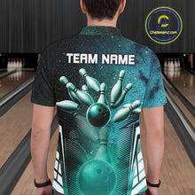 Load image into Gallery viewer, Turquoise Galaxy Bowling Ball Shirt For Men Custom Team Polo Quarter-Zip Bowling Jersey NYN3726