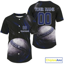 Load image into Gallery viewer, Custom Black And Blue Splatter Baseball Jersey For Men Baseball Tournament Team Shirt NYN0961