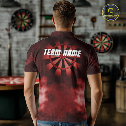 Red Smokes Darts Polo & Quarter-Zip Shirts For Men Custom Dart Team Tournament Jersey NYN4370
