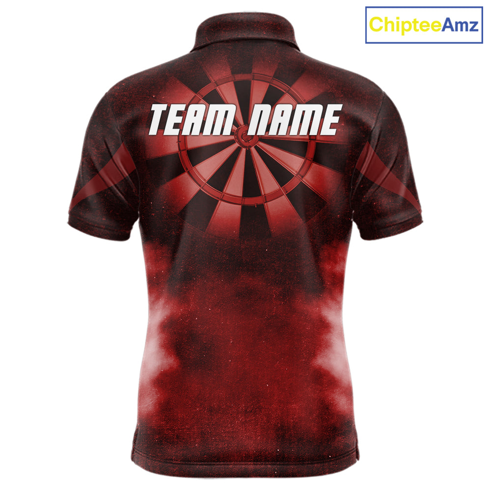 Red Smokes Darts Polo & Quarter-Zip Shirts For Men Custom Dart Team Tournament Jersey NYN4370