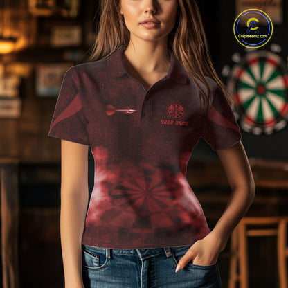Red Smokes Darts Polo & Quarter-Zip Shirts For Women Custom Dart Team Tournament Jersey NYN4370