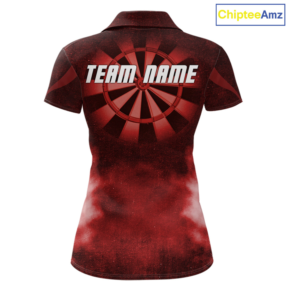 Red Smokes Darts Polo & Quarter-Zip Shirts For Women Custom Dart Team Tournament Jersey NYN4370
