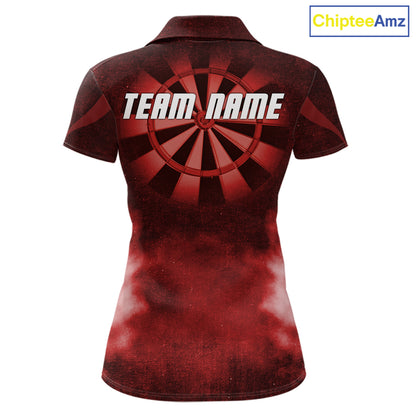 Red Smokes Darts Polo & Quarter-Zip Shirts For Women Custom Dart Team Tournament Jersey NYN4370