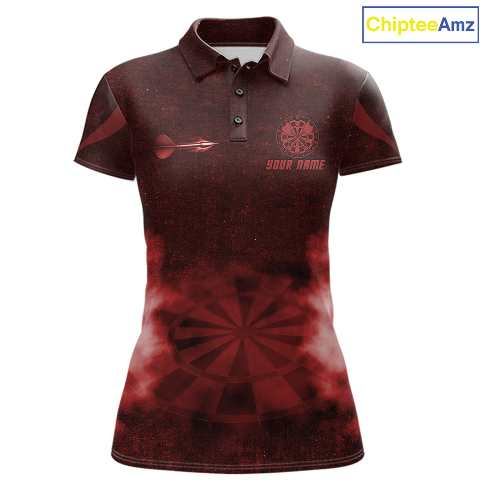 Red Smokes Darts Polo & Quarter-Zip Shirts For Women Custom Dart Team Tournament Jersey NYN4370