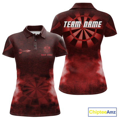 Red Smokes Darts Polo & Quarter-Zip Shirts For Women Custom Dart Team Tournament Jersey NYN4370