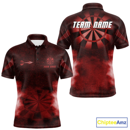 Red Smokes Darts Polo & Quarter-Zip Shirts For Men Custom Dart Team Tournament Jersey NYN4370