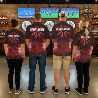 Red Smokes Darts Polo & Quarter-Zip Shirts For Women Custom Dart Team Tournament Jersey NYN4370