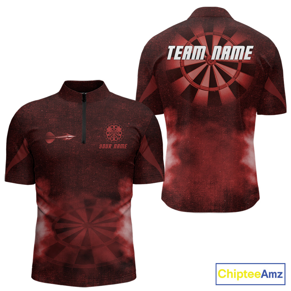 Red Smokes Darts Polo & Quarter-Zip Shirts For Men Custom Dart Team Tournament Jersey NYN4370