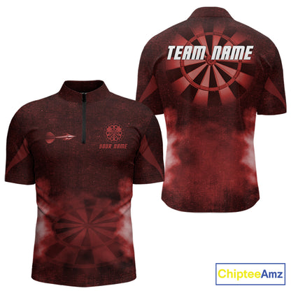 Red Smokes Darts Polo & Quarter-Zip Shirts For Men Custom Dart Team Tournament Jersey NYN4370