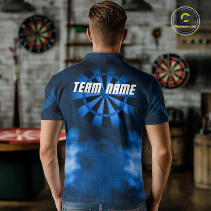 Blue Smokes Darts Polo & Quarter-Zip Shirts For Men Custom Dart Team Tournament Jersey NYN4371