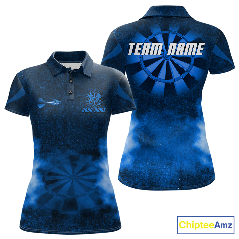 Blue Smokes Darts Polo & Quarter-Zip Shirts For Women Custom Dart Team Tournament Jersey NYN4371