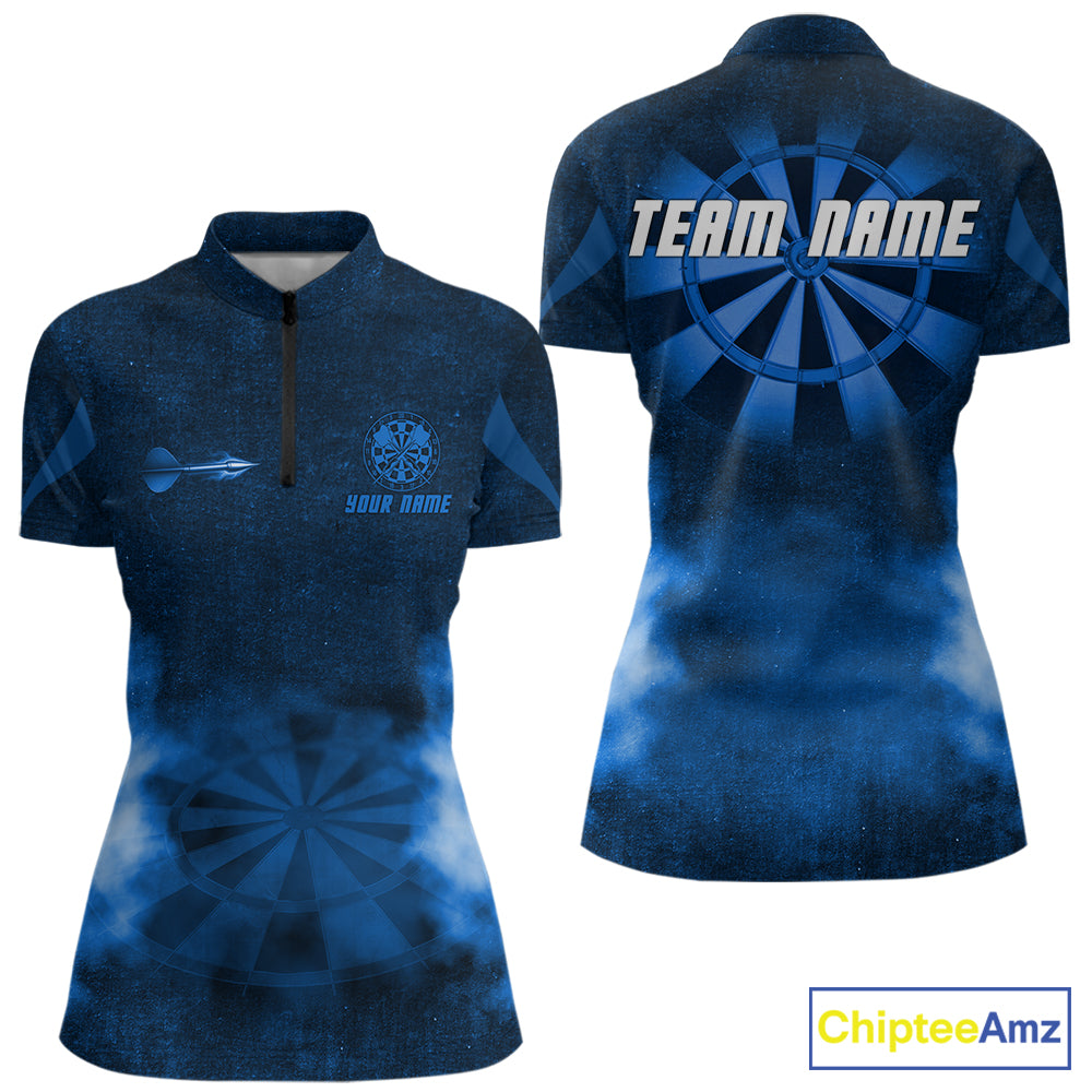 Blue Smokes Darts Polo & Quarter-Zip Shirts For Women Custom Dart Team Tournament Jersey NYN4371