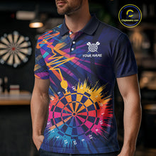 Load image into Gallery viewer, Custom Rainbow Dartboard Dart Men Polo Shirt Colorful Vibrant Dart Jerseys NYN1614