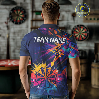 Custom Rainbow Dartboard Dart Men Polo Shirt Colorful Vibrant Dart Jerseys NYN1614