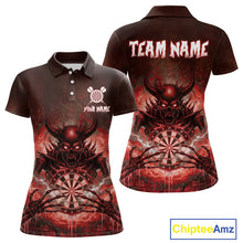 Load image into Gallery viewer, Custom Red Flames Skeleton Grunge Dartboard Women Darts Polo Shirt Horror Dart Jerseys NYN1896