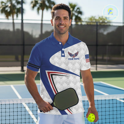 Custom US Flag Patriotic Pickleball League Jerseys For Men Wings Pickleball Ball Shirts NYN2163