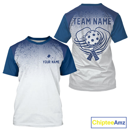 Custom White And Blue Halftone Pickleball Paddle League Jerseys Men Pickleball Team Shirts NYN2164