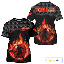 Load image into Gallery viewer, Custom Silhouette Human Red Flame Pickleball 3D Ball Jerseys Men Pickleball League Shirts NYN2165