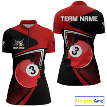 Load image into Gallery viewer, Red Crack Ball Pool Women Billiard Polo &amp; 1/4-Zip Shirt Personalized Balls Billiard Gifts NYN2413