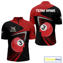 Load image into Gallery viewer, Red Crack Ball Pool Men Billiard Polo &amp; 1/4-Zip Shirt Personalized Balls Billiard Gifts NYN2413