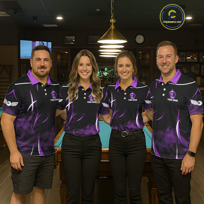 Purple Smokes Pool 8 Ball Men Billiard Polo & 1/4-Zip Shirt Personalized Balls Billiard Gifts NYN2416