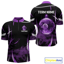 Load image into Gallery viewer, Purple Smokes Pool 8 Ball Men Billiard Polo &amp; 1/4-Zip Shirt Personalized Balls Billiard Gifts NYN2416