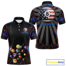 Load image into Gallery viewer, Custom US Flag 8 Ball Pool Team Shirt Personalized Men Billiard Polo &amp; 1/4-Zip Attire Gifts NYN2417
