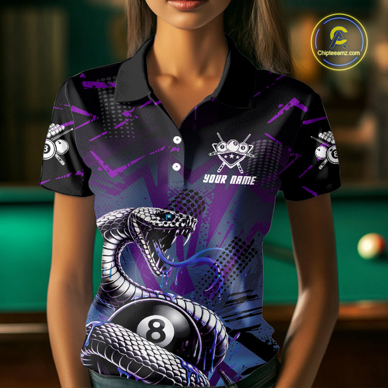 Dripping Cobra 8 Ball Pool Team Shirt Personalized Women Billiard Polo & 1/4-Zip Attire Gifts NYN2418