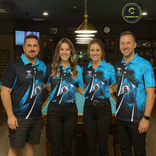 Load image into Gallery viewer, Blue Grunge 8 Ball Pool Team Shirt Personalized Men Billiard Polo &amp; 1/4-Zip Attire Gifts NYN2419