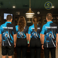 Load image into Gallery viewer, Blue Grunge 8 Ball Pool Team Shirt Personalized Men Billiard Polo &amp; 1/4-Zip Attire Gifts NYN2419