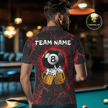Load image into Gallery viewer, Funny Beer 8 Ball Pool Team Shirt Personalized Men Billiard Polo &amp; 1/4-Zip Attire Gifts|Red NYN2420