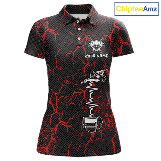 Funny Beer 8 Ball Pool Team Shirt Personalized Women Billiard Polo & 1/4-Zip Attire Gifts|Red NYN2420