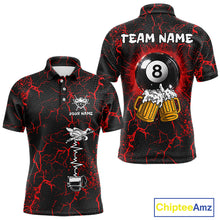 Load image into Gallery viewer, Funny Beer 8 Ball Pool Team Shirt Personalized Men Billiard Polo &amp; 1/4-Zip Attire Gifts|Red NYN2420