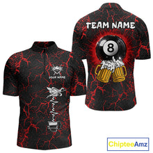 Load image into Gallery viewer, Funny Beer 8 Ball Pool Team Shirt Personalized Men Billiard Polo &amp; 1/4-Zip Attire Gifts|Red NYN2420