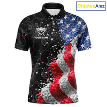 Load image into Gallery viewer, Debris US Flag 8 Ball Pool Polo &amp; 1/4-Zip Shirt For Men Personalized Balls Billiard Gifts NYN2422