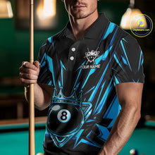 Load image into Gallery viewer, Black And Blue Crown 8 Ball Pool Polo &amp; 1/4-Zip Shirt For Men Personalized Ball Billiard Gifts NYN2424