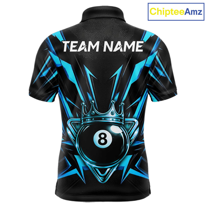 Black And Blue Crown 8 Ball Pool Polo & 1/4-Zip Shirt For Men Personalized Ball Billiard Gifts NYN2424