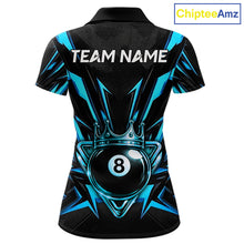 Load image into Gallery viewer, Black And Blue Crown 8 Ball Pool Polo &amp; 1/4-Zip Shirt For Women Personalized Ball Billiard Gifts NYN2424