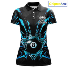 Load image into Gallery viewer, Black And Blue Crown 8 Ball Pool Polo &amp; 1/4-Zip Shirt For Women Personalized Ball Billiard Gifts NYN2424